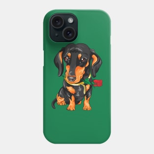 dog with red roses Phone Case