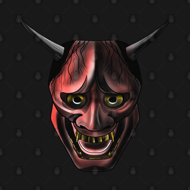 Hannya mask, japanese tattoo inspired design by Blacklinesw9