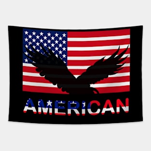 Patriotic American Flag Typography for Men, Women & Kids" Tapestry