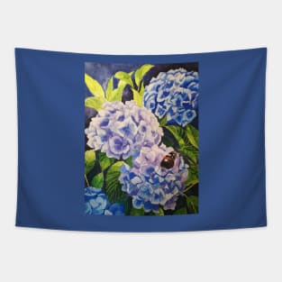 Blue hydrangeas watercolour painting Tapestry