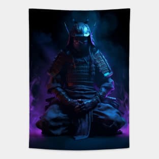 Meditative Flame Samurai Tapestry