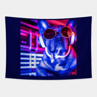 Neon DJ Frenchie Tapestry