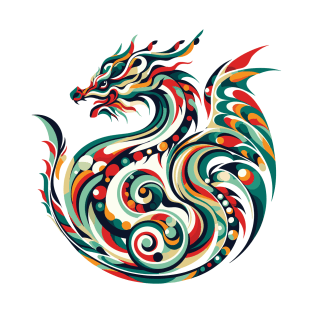 Mystical colorful dragon, symbol of the year 2024 T-Shirt