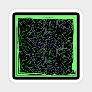 Abstraction with doodles in green frame Magnet