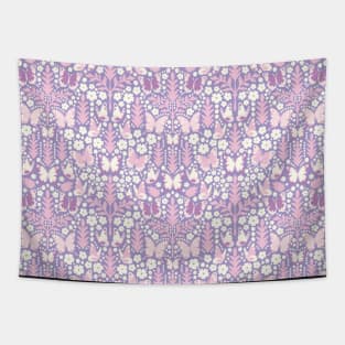 BUTTERFLY DAMASK GEOMETRIC BOTANICAL FLORAL PATTERN PASTEL PURPLE LILAC Tapestry