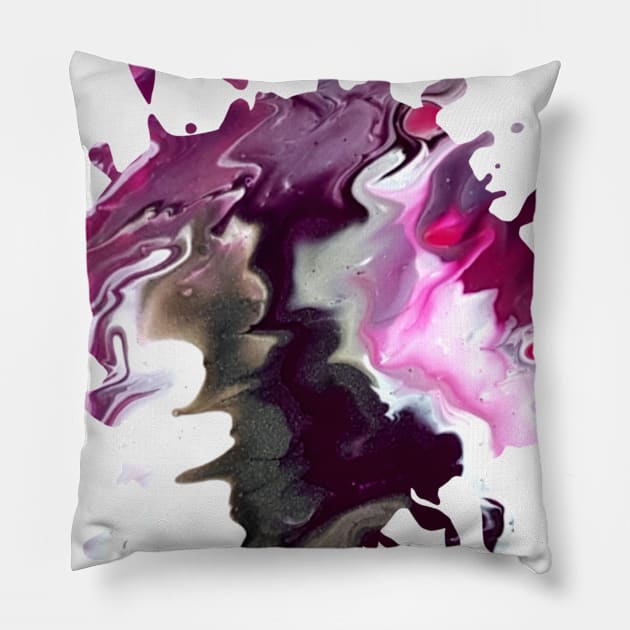 Swirl Pink/Gray Acrylic Pour Painting Pillow by Designs_by_KC