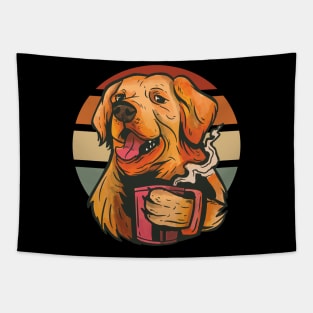 coffee and golden retriever golden retrievers life is golden Tapestry