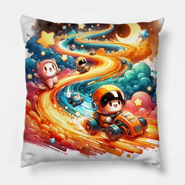 Cosmic Raceway Adventure Cute Tee Pillow by deanisadea21