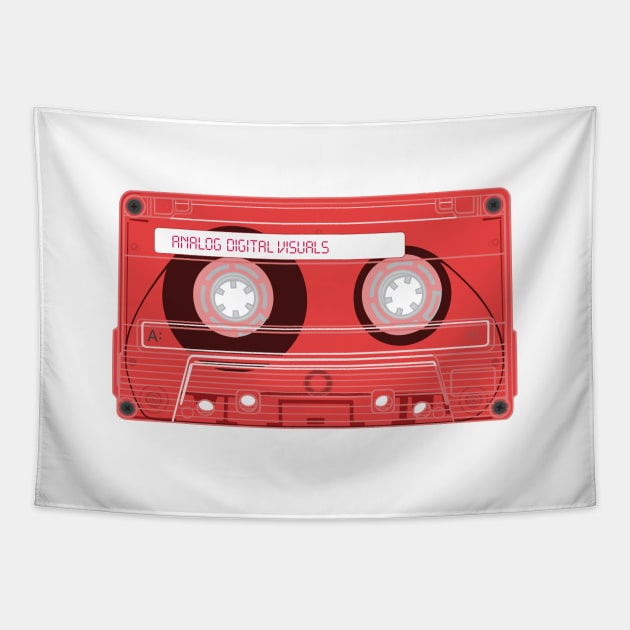 Cassette Tape (Carmine Pink Colorway) Analog / Music T-Shirt Tapestry by Analog Digital Visuals