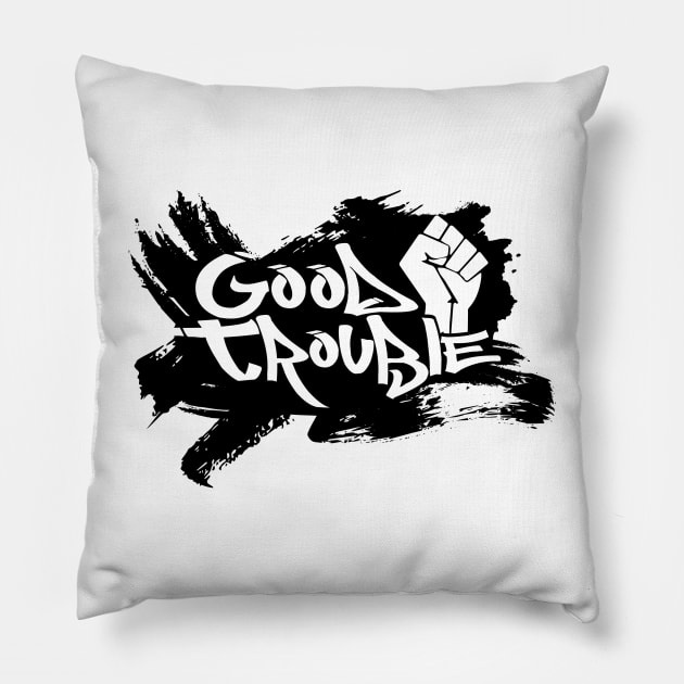 Good Trouble - BLM - Black Lives Matter Pillow by damienmayfield.com