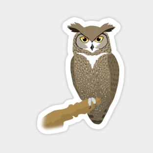 A digital illustration of a  Great horned owl Magnet