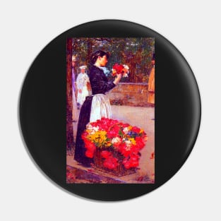 'Flower Girl' by Childe Hassam REMASTERED TECHNICOLOR Pin