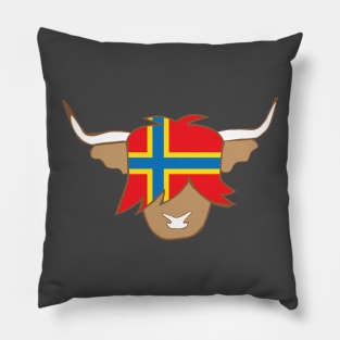 Orkney flag shirt scottish highland cow Pillow