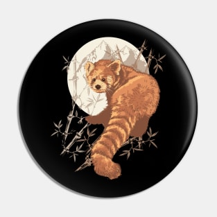 Cute RED PANDA Aesthetic with Bamboos Vintage Pin