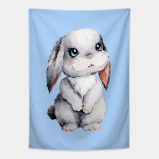 Kawaii Grey Bunny with Beautiful Shiny and Curious Eyes Tapestry