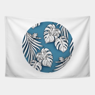 Minimalistic Continuous Line Tropical Frogs Tapestry