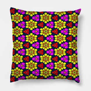 Yellow and Pink Flower Pattern Pillow