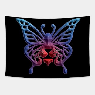 Wolf and butterfly 3d super soft blend drawing cute cool colorful Tapestry