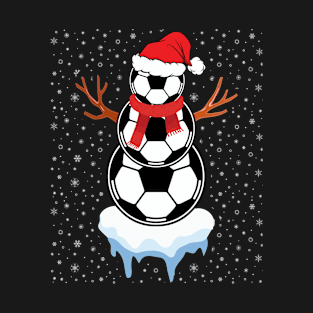 Funny Christmas Soccer Balls Santa Snowman T-Shirt