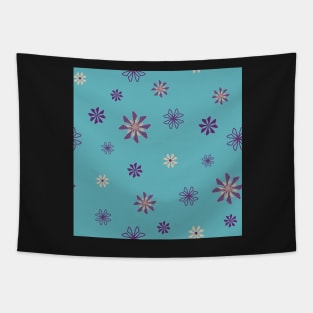 Flower flakes on teal blue background Tapestry