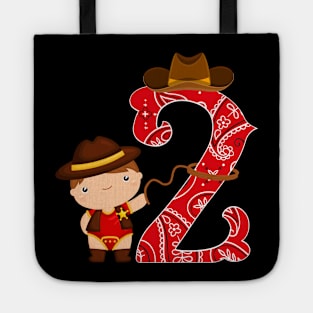 Kids 2nd Birthday Two Year Old Baby Cowboy Western Rodeo Party Tote