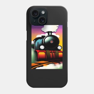 POPART COMIC STYLE GREEN AND BLUE STEAM TRAIN Phone Case