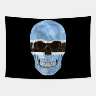 Botswana Flag Skull - Gift for Botswanan With Roots From Botswana Tapestry