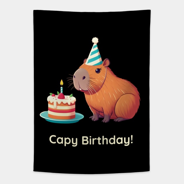 Capy Birthday Tapestry by ThesePrints