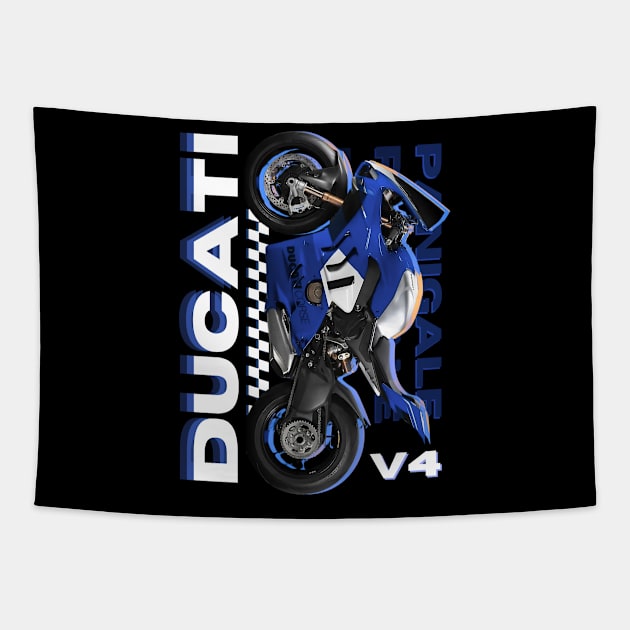 Blue Ducati Panigale Tapestry by RyuSanz