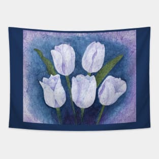 White Evening Tulips on Masa Paper Tapestry