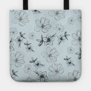 Blue flower floral pattern Tote