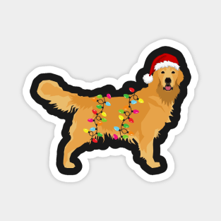 Golden Retriever Holiday Christmas Light - Golden Retriever Christmas in Santa Hat Holiday Santa Dog Magnet