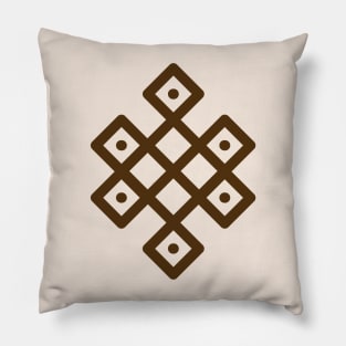 Tibetan Endless Knot - Brown Pillow