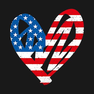 Veterans Day USA Flag Partiotic Heart T-Shirt