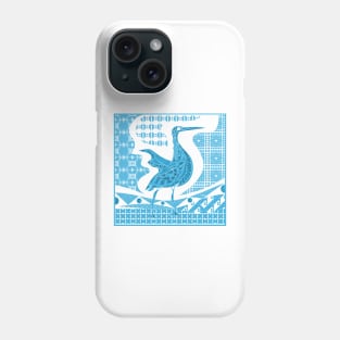 the mexican garza agami bird in ecopop talavera pattern wallpaper in porcelain Phone Case