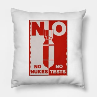 No Nukes No Tests Red Print Pillow