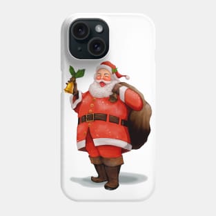 Cheerful santa claus carrying a presents sack Phone Case