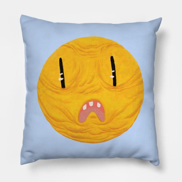 Terrified / in Shock Emoji Pillow by dropthedrawings