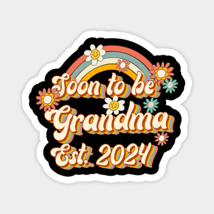 Soon To Be Grandma Est. 2024 Family 60s 70s Hippie Costume Magnet