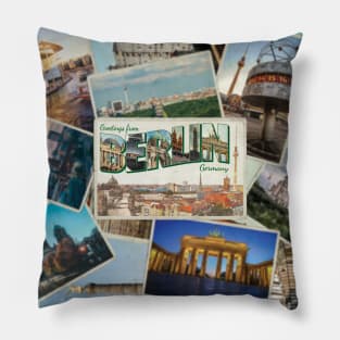 Greetings from Berlin in Germany vintage style retro souvenir Pillow