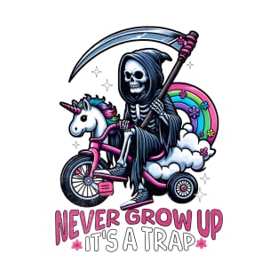 Skeleton Illustration Funny Riding a Tricycle T-Shirt