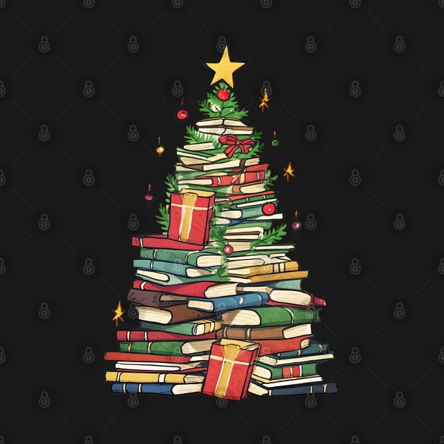 Bookworm Christmas Tree books by VisionDesigner