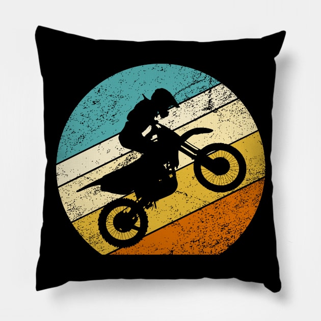 Vintage retro motorcycle, motocross Pillow by Inyourdesigns