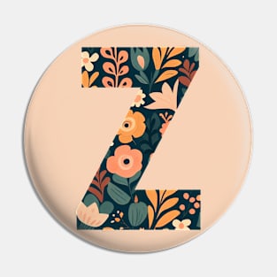 Whimsical Floral Letter Z Pin