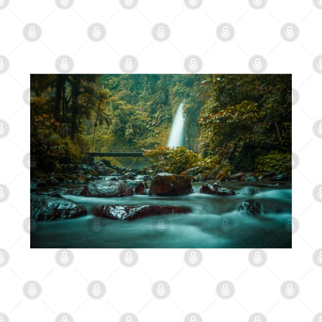 Tropic Waterfall on a Rocky River in Rain Forest by 13Lines Art