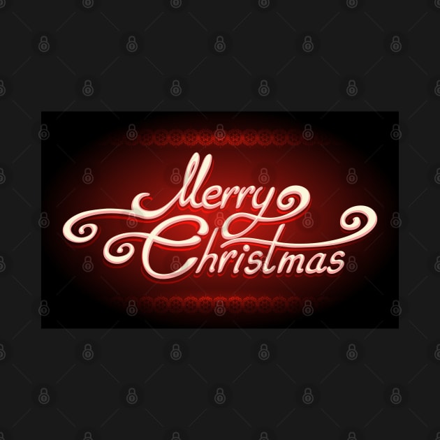 Hand-written Merry Christmas Lettering on Red background by devaleta