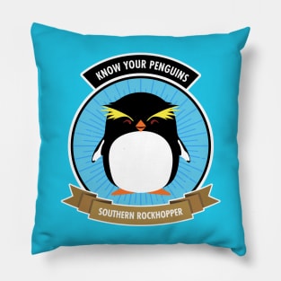 Southern Rockhopper Penguin - Know Your Penguins Pillow