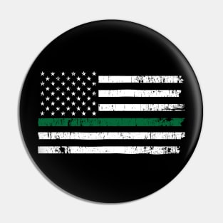 Thin Green Line Distressed USA Flag for Border Patrol and Military Pin