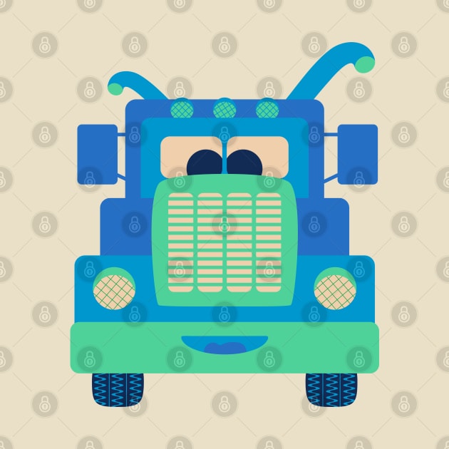 FRIENDLY BLUE TRUCK BUDDY Cute Kawaii Vehicle Kids Transportation - UnBlink Studio by Jackie Tahara by UnBlink Studio by Jackie Tahara