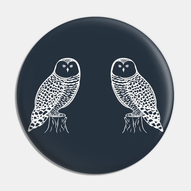 Snowy Owls in Love - cute and fun owl bird design Pin by Green Paladin